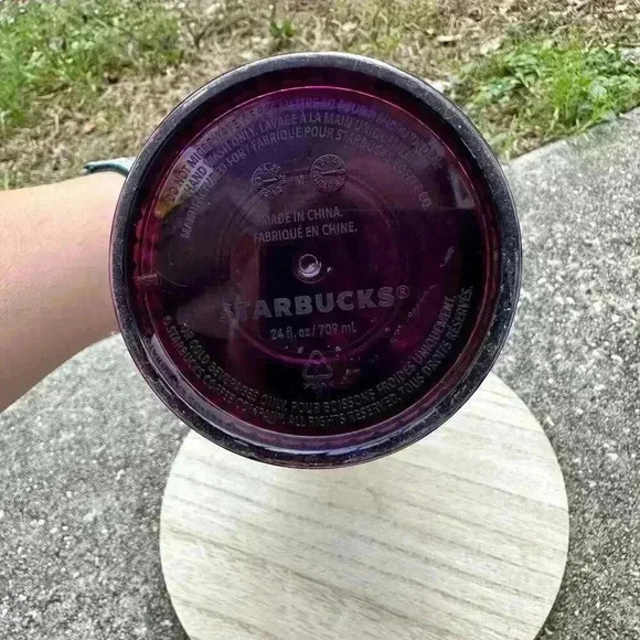 Starbucks Studded Plum Purple Grid Disco Holiday 2020 Cold Cup Tumbler (24oz) - Picture 3 of 5